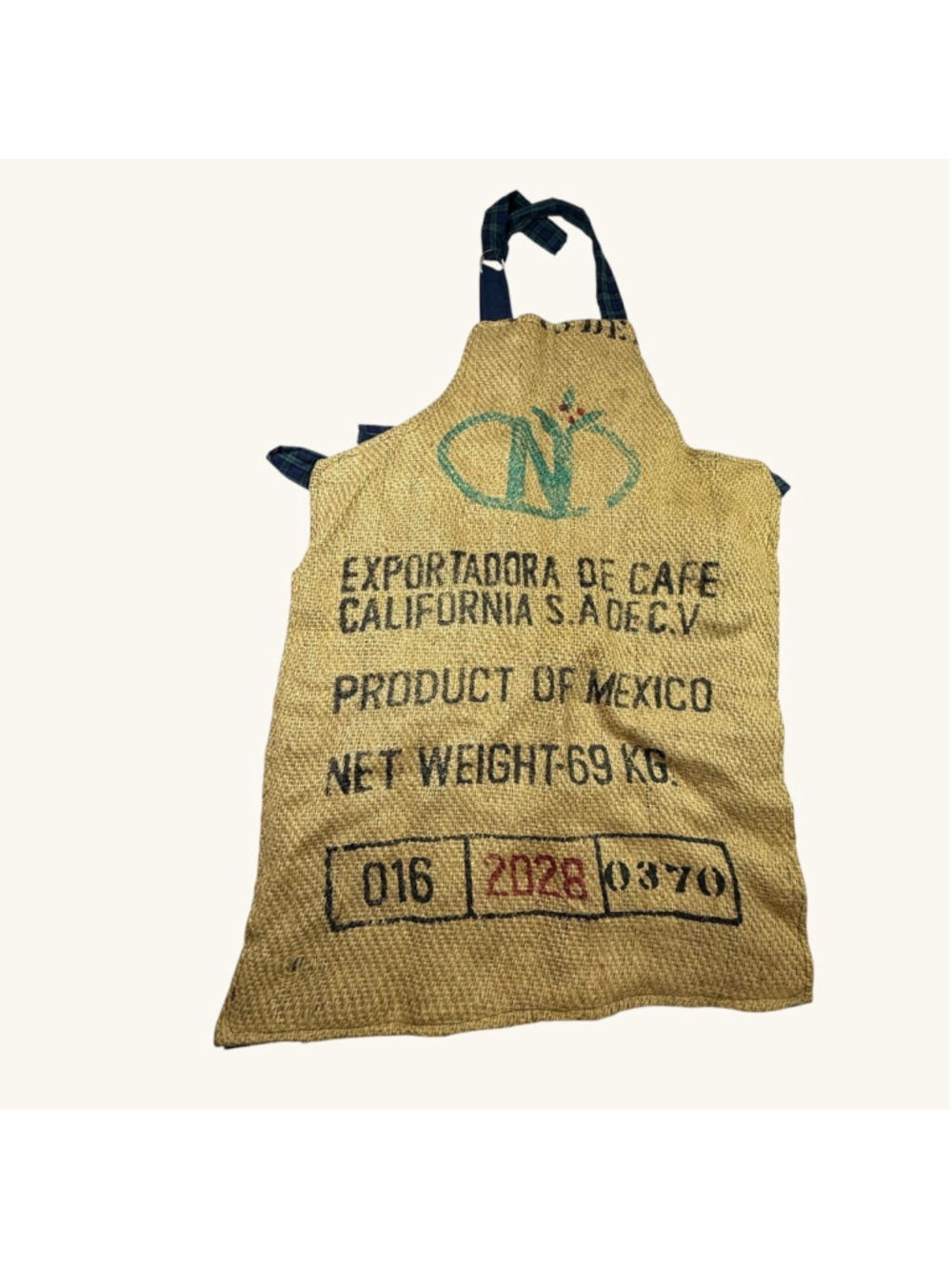 Upcycled Coffee Sack Apron Burlap Jute Mexico Farmhouse Rustic Kitchen Coffee Lo